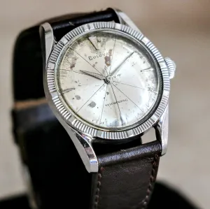 1966 BULOVA Model 511133 "White" Automatic Watch Case Design 17 Jewels Wristwatch