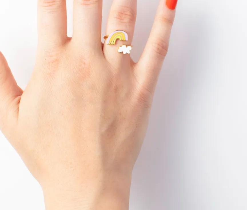 Adjustable Ring - Rainbow Cloud