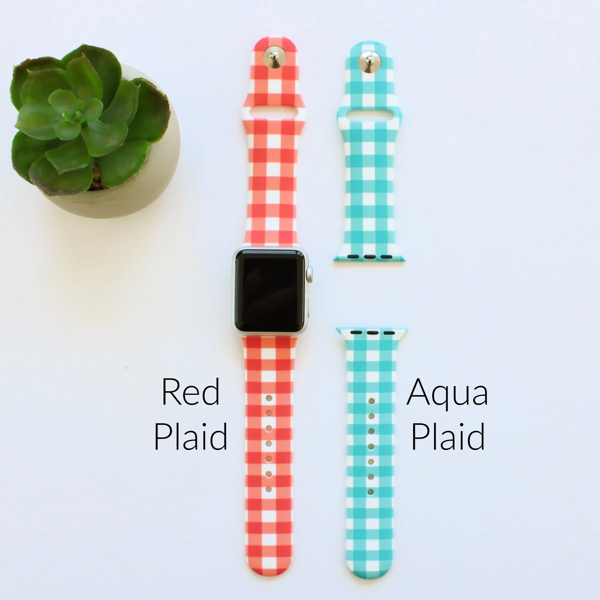 Aqua Gingham Plaid Watch Bands for Apple Watch