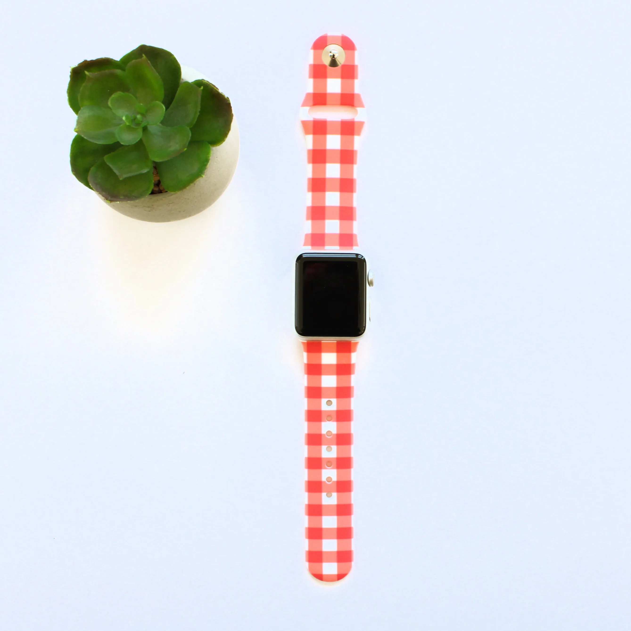 Aqua Gingham Plaid Watch Bands for Apple Watch