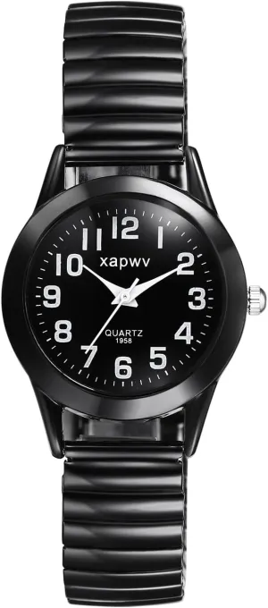 Aroncent Stretch Band Wrist Watch: Easy Reader Ultra Thin Large Face Expansion Band - Analog Quartz Wristwatch for Men and Women