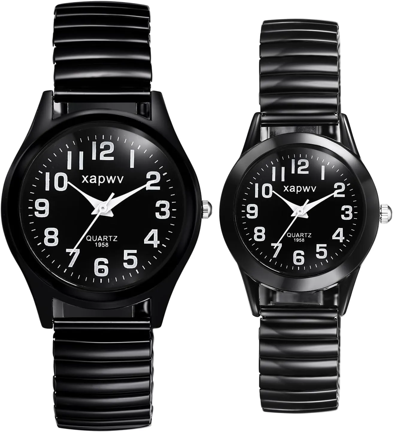Aroncent Stretch Band Wrist Watch: Easy Reader Ultra Thin Large Face Expansion Band - Analog Quartz Wristwatch for Men and Women