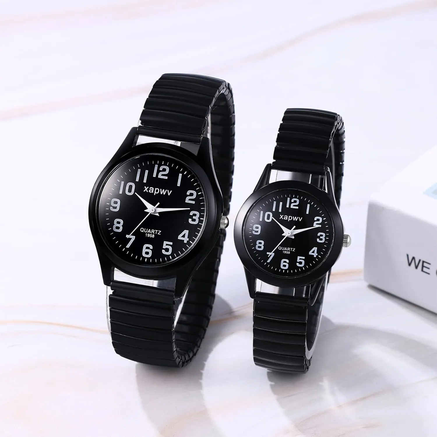 Aroncent Stretch Band Wrist Watch: Easy Reader Ultra Thin Large Face Expansion Band - Analog Quartz Wristwatch for Men and Women