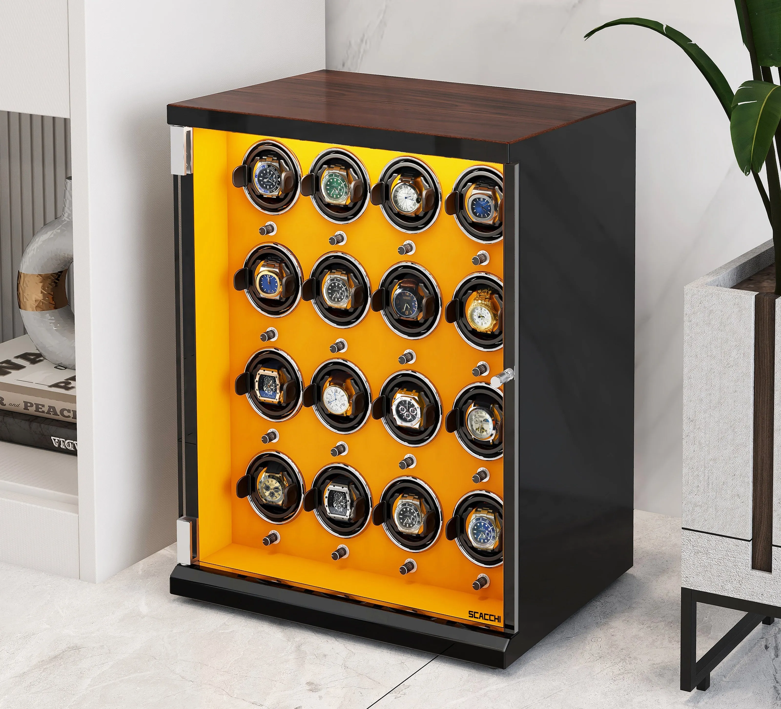 Automatic Mechanical Watch Winder Box for 16 Watch Vertical