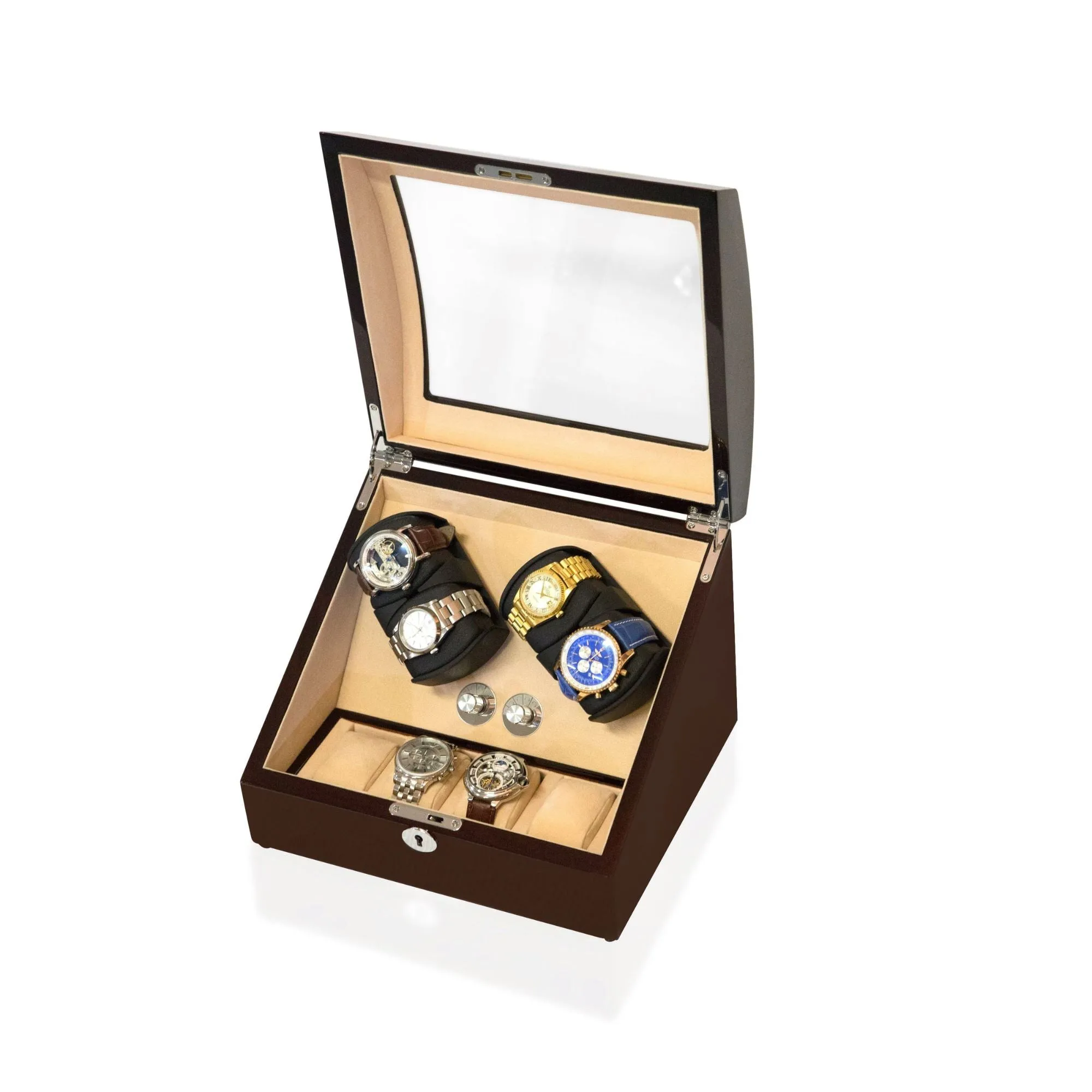 Avoca Watch Winder Box 4   4 Watches in Mahogany