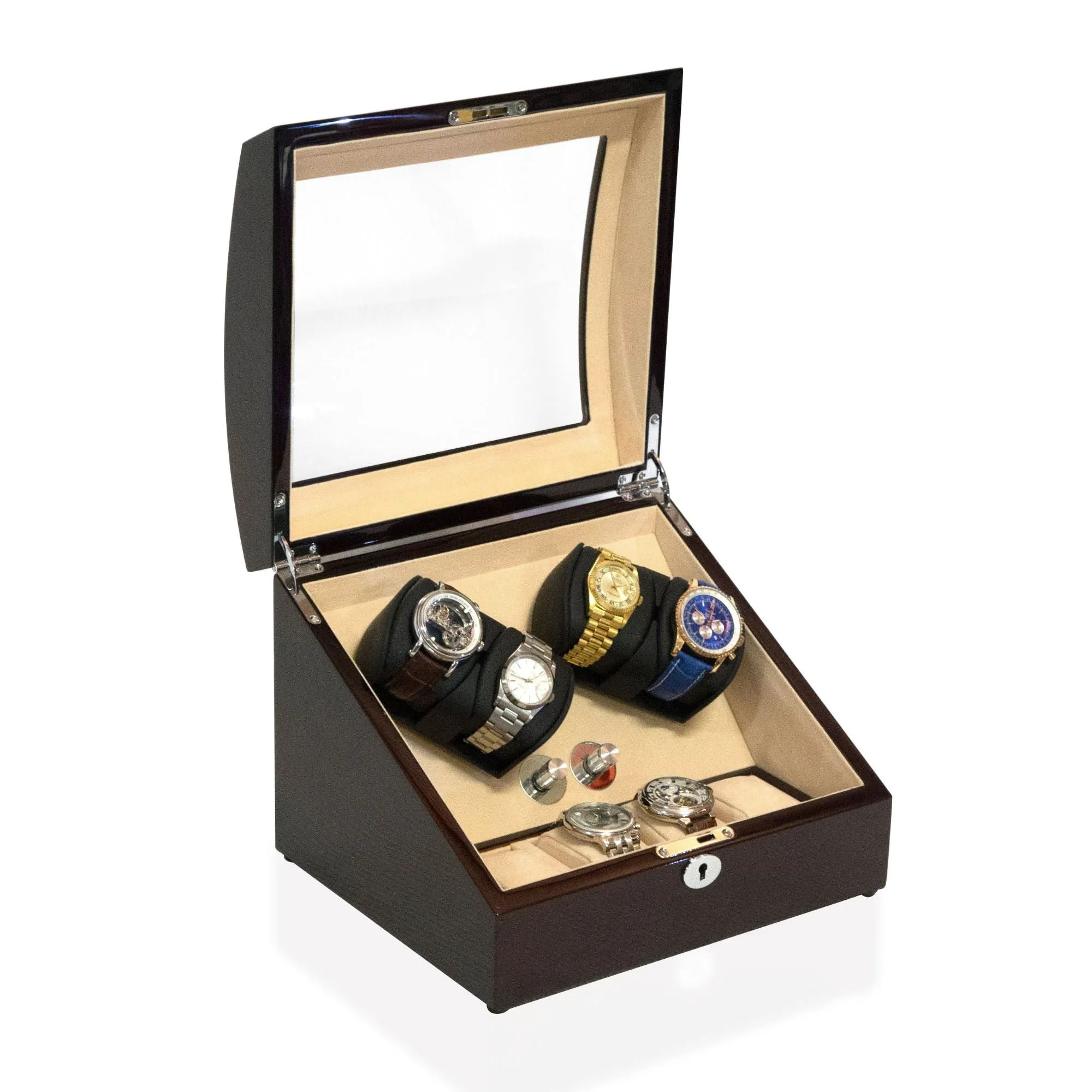 Avoca Watch Winder Box 4   4 Watches in Mahogany