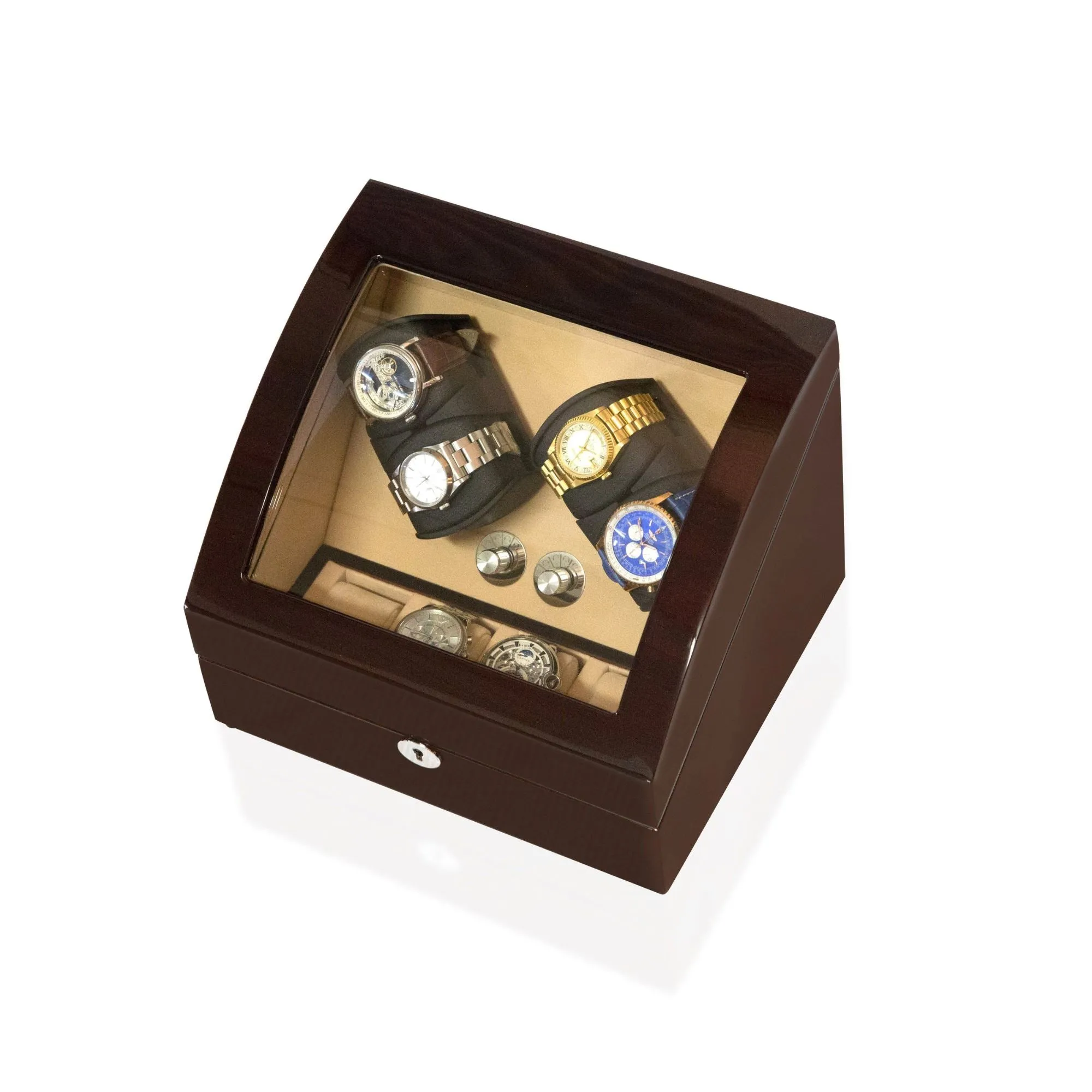 Avoca Watch Winder Box 4   4 Watches in Mahogany