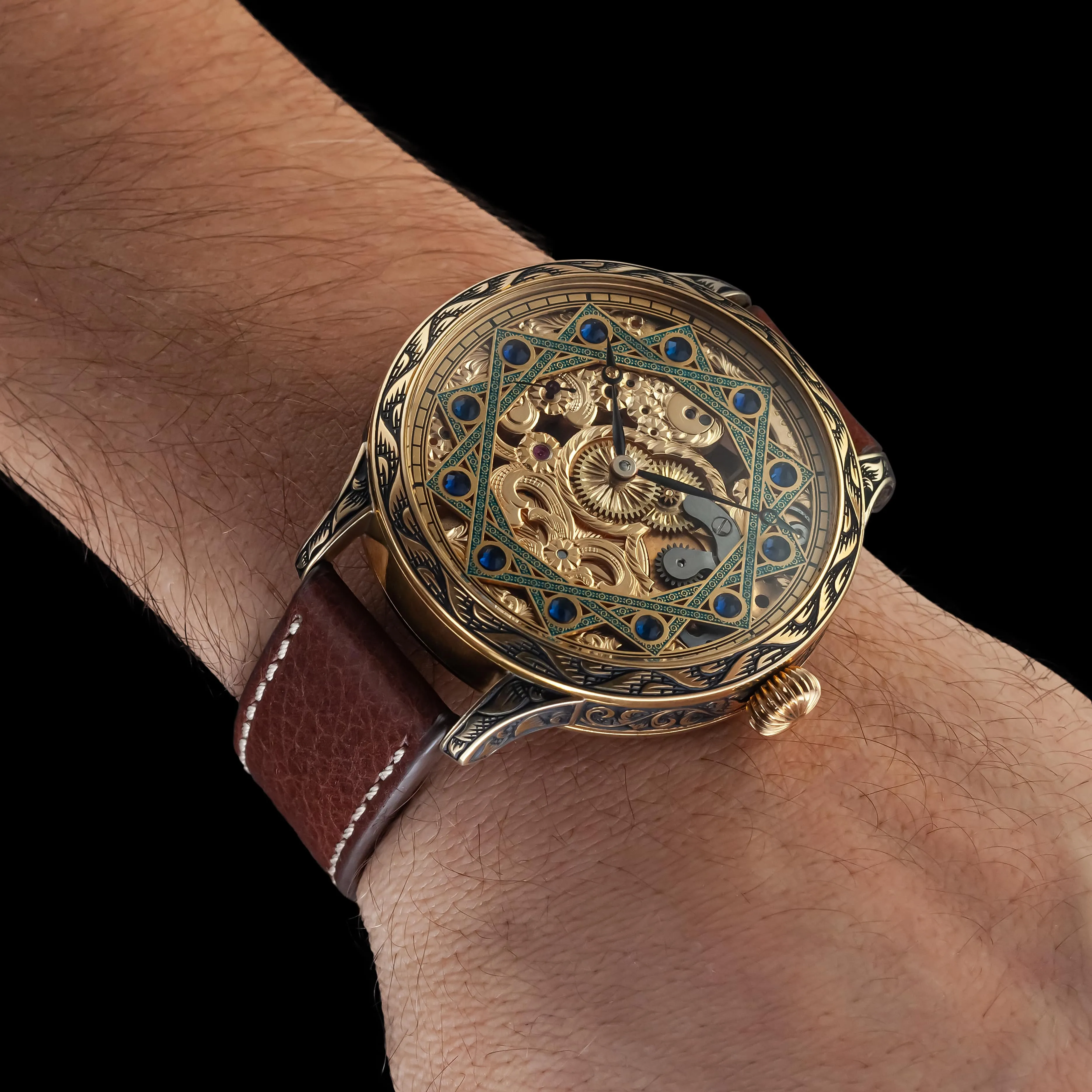 AZURE Men's Artisan Wristwatch fits 1920 Swiss Vintage Mechanical Movement