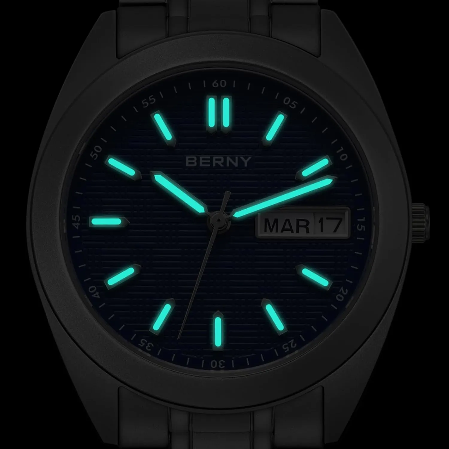 BERNY Titanium Watch for Men Japanese Quartz Movement Analog Quartz Watches Super Luminous Sapphire Glass 10ATM Waterproof