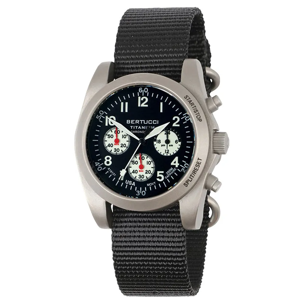 Bertucci Mens A-11T Americana Black Dial Nylon Band Chronograph Watch - 13343