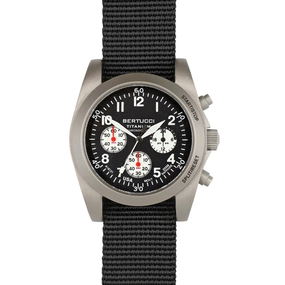 Bertucci Mens A-11T Americana Black Dial Nylon Band Chronograph Watch - 13343