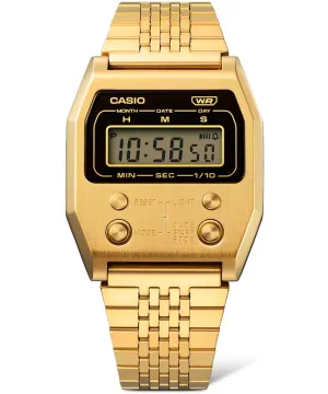 Casio Unisex Watch Retro Design Vintage Collection, Gold Dial Gold Stainless Steel Strap, A1100G-5DF