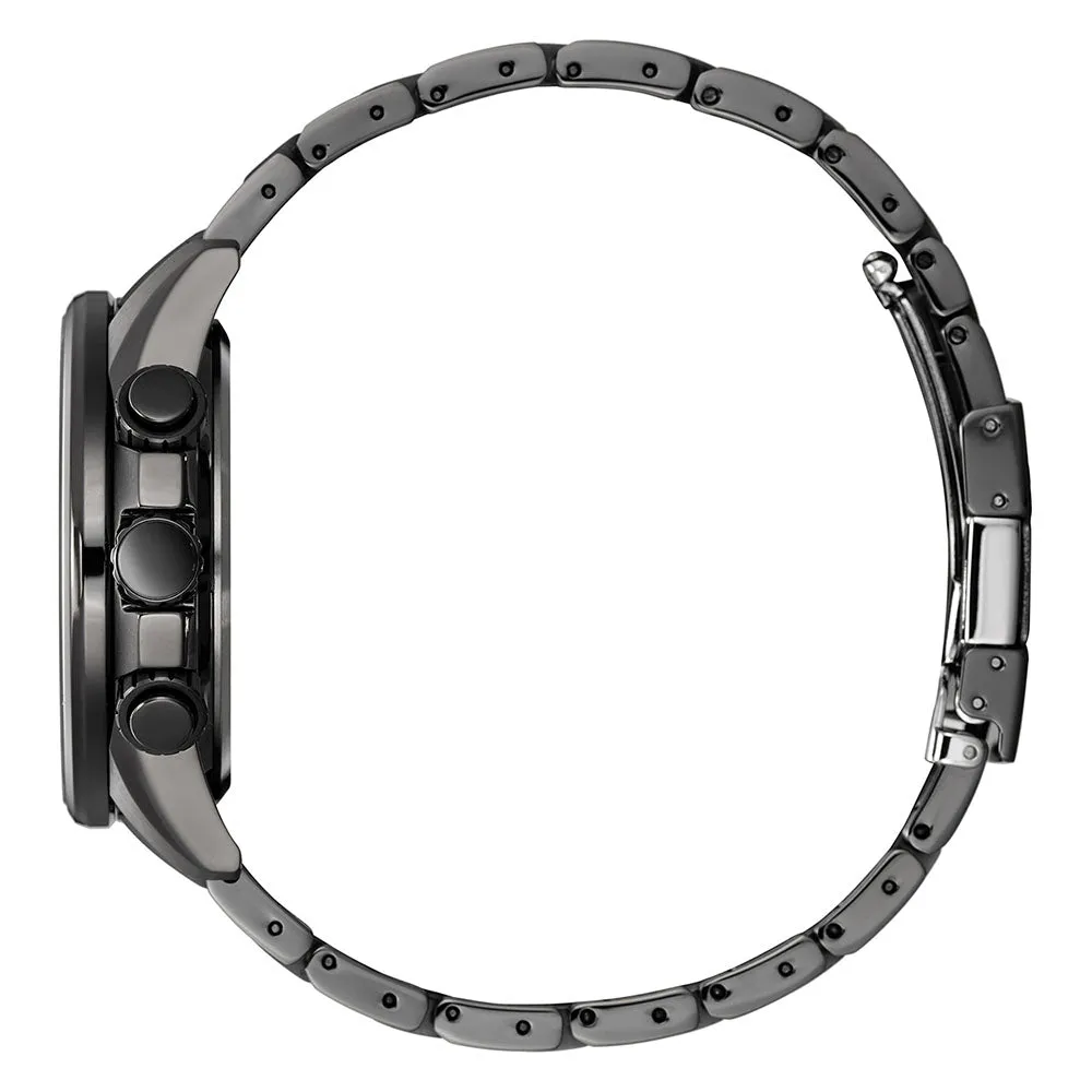 Citizen Eco-Drive Men's PCAT Gray Stainless Steel Bracelet Black Dial Atomic Watch - CB5887-55H