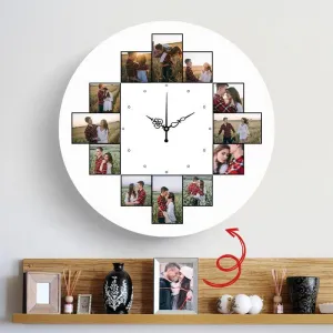 Custom Multi Photo Wall Clock White Style