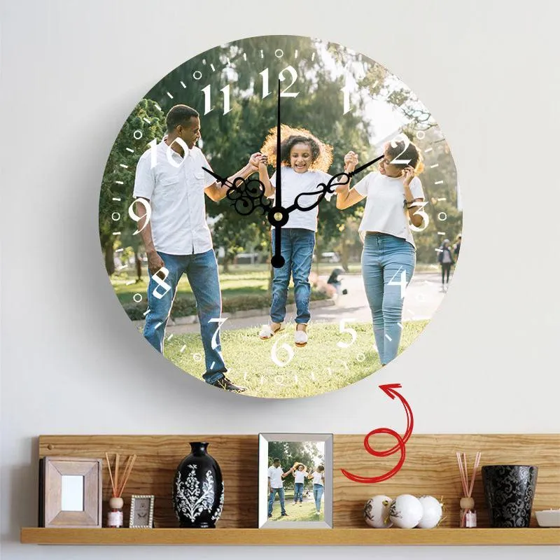 Custom Photo Wall Clock Keepsake Gift Normal Numbers Artistic Hands