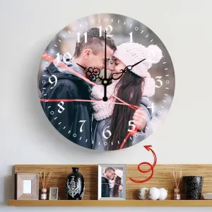 Custom Photo Wall Clock Keepsake Gift Normal Numbers Artistic Hands