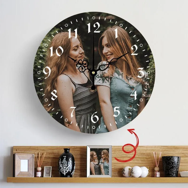 Custom Photo Wall Clock Keepsake Gift Normal Numbers Artistic Hands