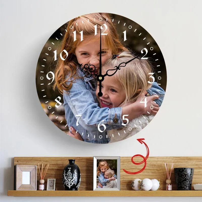 Custom Photo Wall Clock Keepsake Gift Normal Numbers Artistic Hands