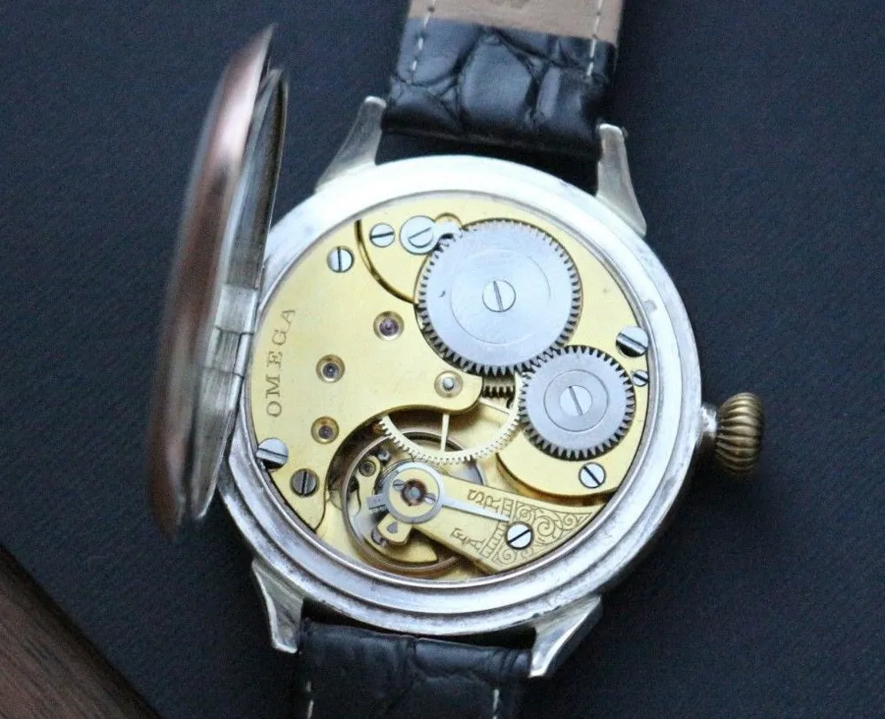 Custom Wristwatch Using 1910 Omega Pocket Watch Movement And Pure Silver Case Freemason White Dial