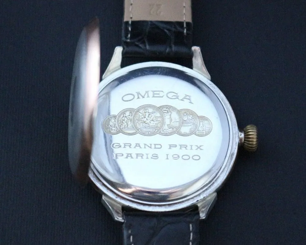 Custom Wristwatch Using 1910 Omega Pocket Watch Movement And Pure Silver Case Freemason White Dial