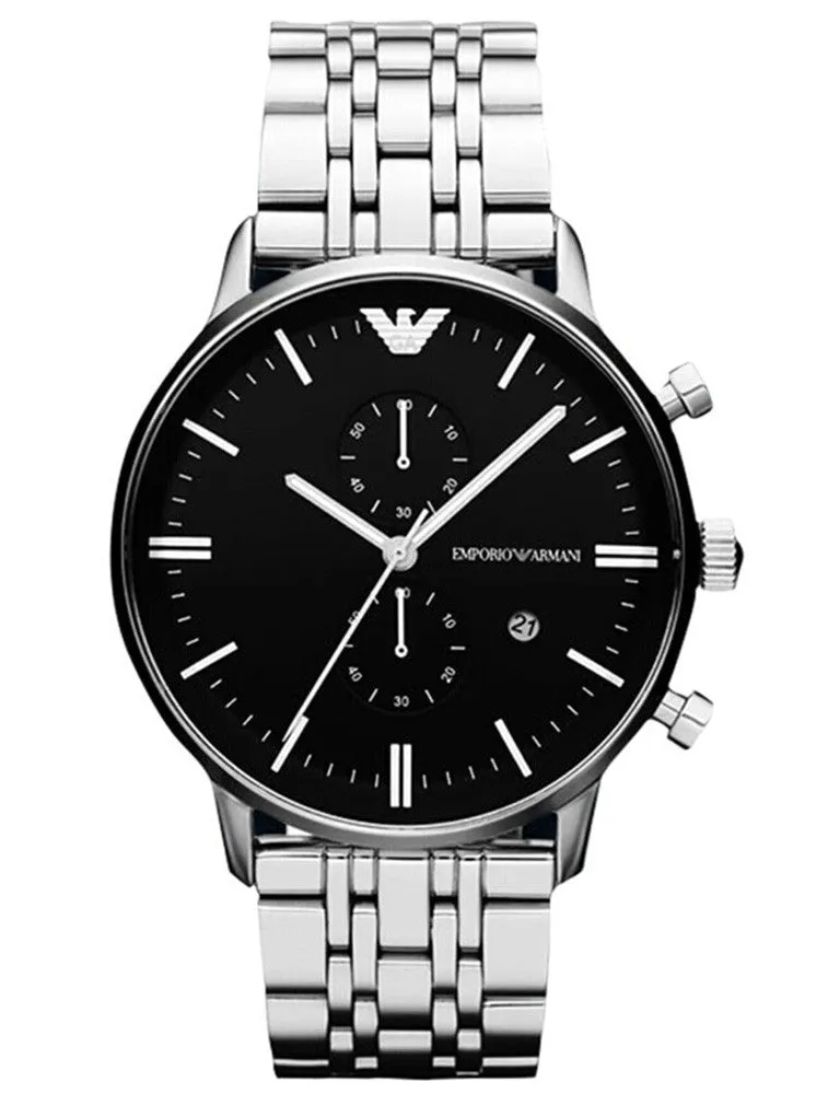 Emporio Armani Chronograph Black Dial Stainless Steel Men's Watch AR80009