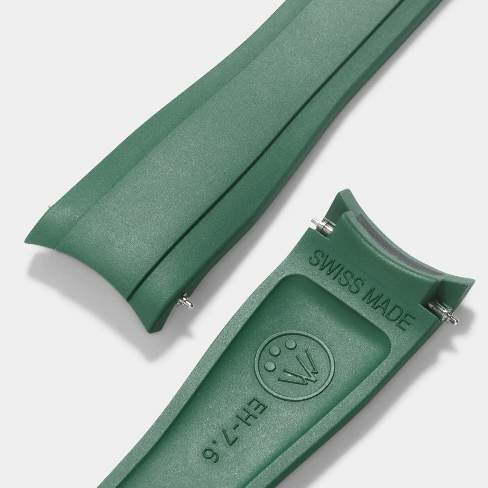Everest Curved End Green Rubber Strap - ONLY For Modern Rolex With Deployant Clasp