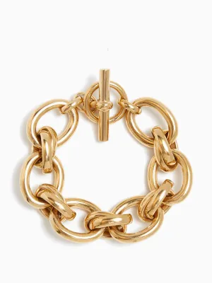 Giant gold double linked bracelet