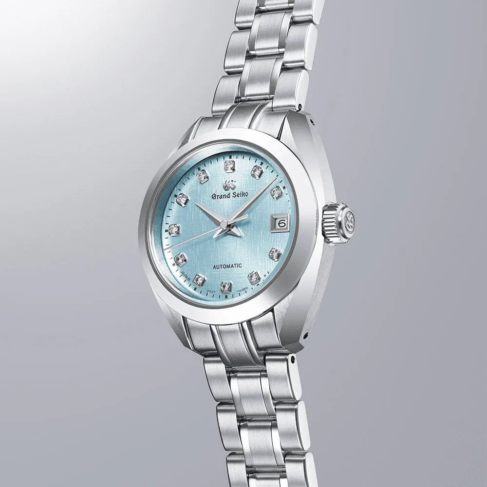 Grand Seiko Elegance Collection Mizu-Hanada Blue Linen 28mm Blue Diamond Dot Dial Automatic Ladies Watch STGK023G