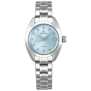 Grand Seiko Elegance Collection Mizu-Hanada Blue Linen 28mm Blue Diamond Dot Dial Automatic Ladies Watch STGK023G