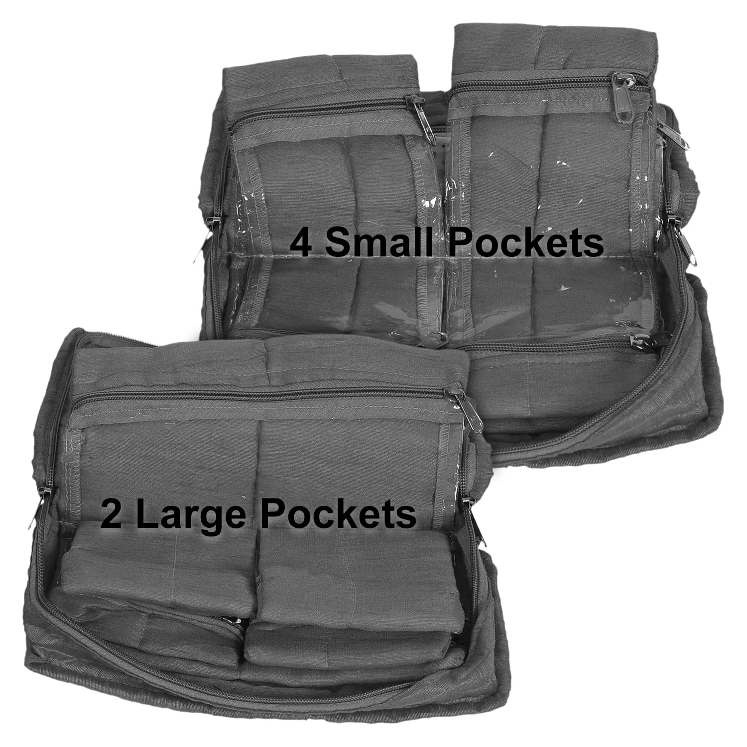 Heart Home Embroidery Design Satin Jewellery Organizer For Small Jewellery With 4 Pouches Pack Of 2 (Grey) 54HH4069.