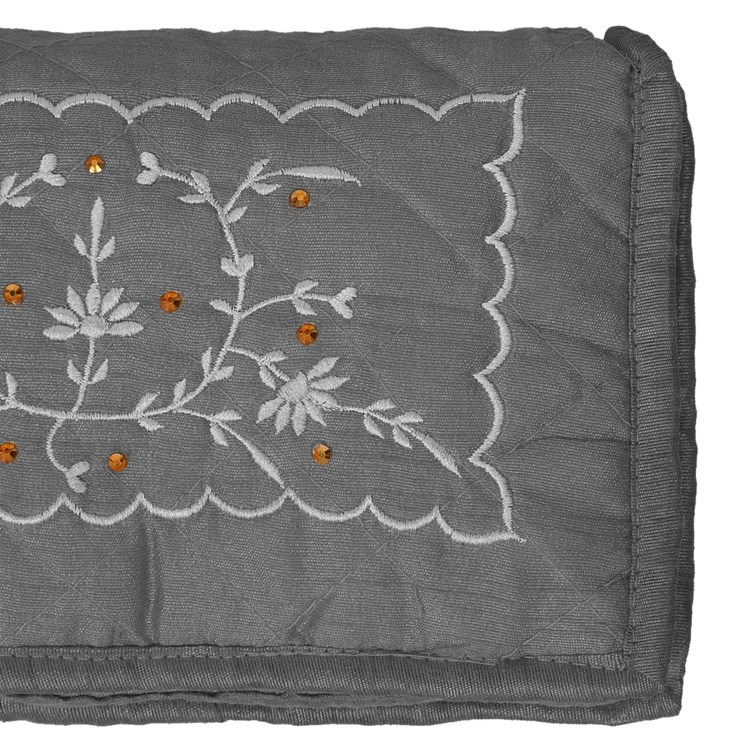 Heart Home Embroidery Design Satin Jewellery Organizer For Small Jewellery With 4 Pouches Pack Of 2 (Grey) 54HH4069.