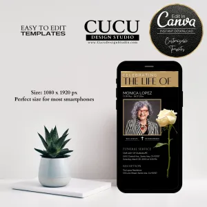 In Loving Memory Funeral Announcement Digital Template