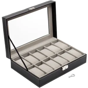 Leather Display Large Watch Box (Fits 12 Watches)