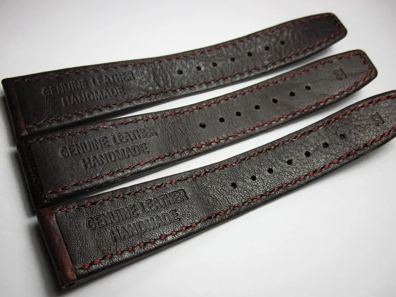 Leather Watch Strap 21mm 20mm Brown Leather and White Stitches Black Bay 58 Bronze Red Blue Flieger B Uhr Pilot Watch Gt2 Square Leather Cowhide Strap