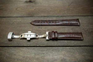 Leather watch strap, band made of calf leather with croc grain pattern 18, 19, 20, 21, 22 mm, Quick Release. Deployment clasp.