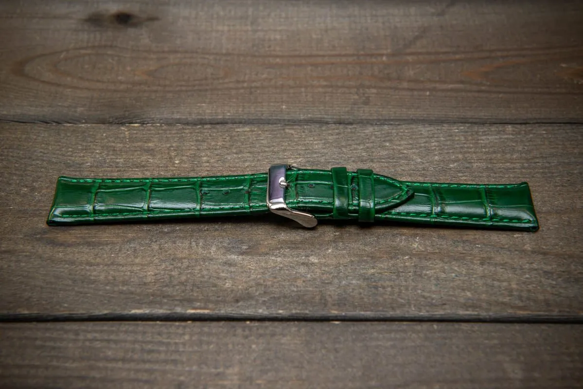 Leather watch strap, band made of calf leather with croc grain pattern 18-24 mm