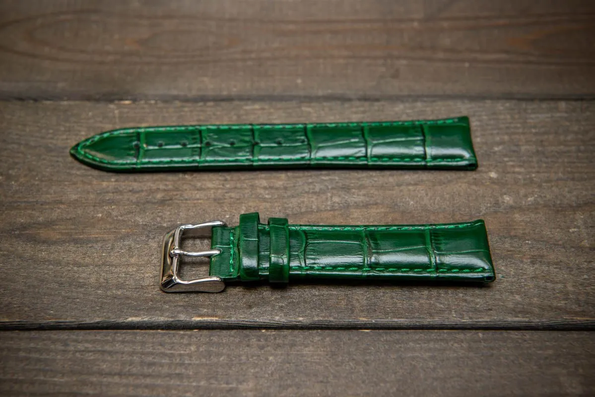 Leather watch strap, band made of calf leather with croc grain pattern 18-24 mm