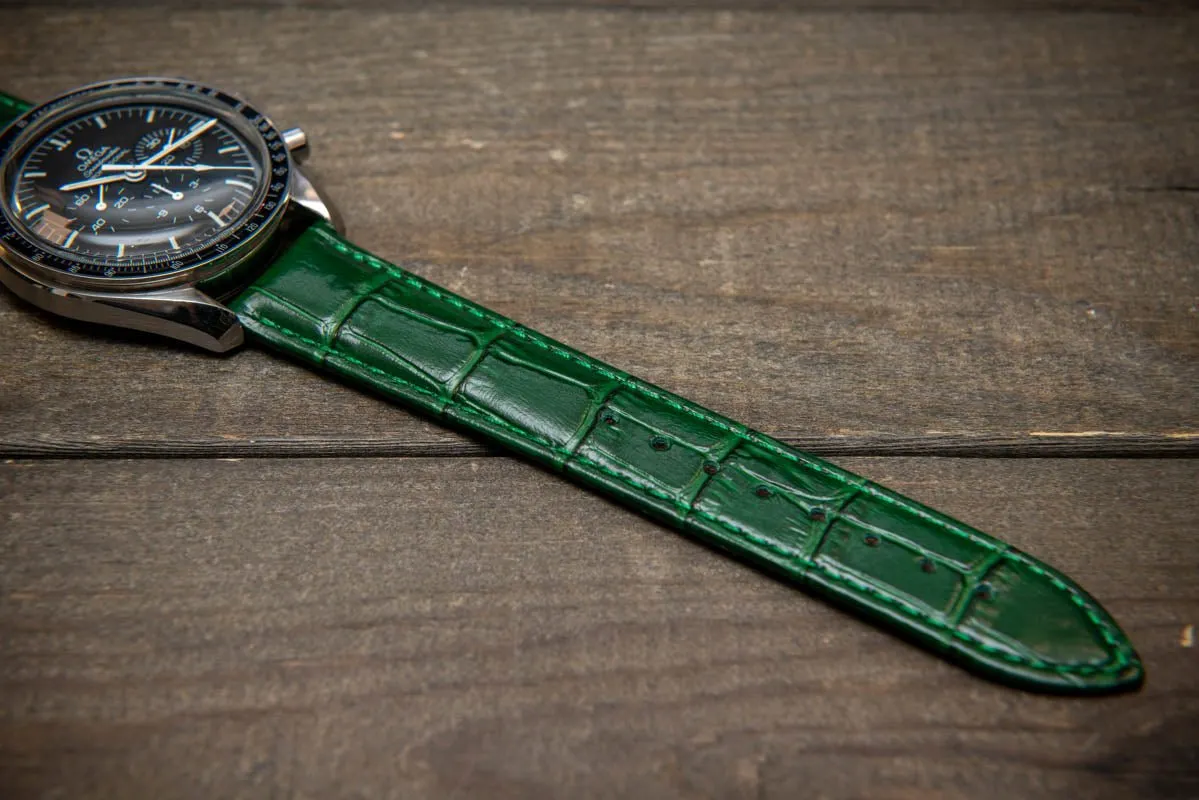 Leather watch strap, band made of calf leather with croc grain pattern 18-24 mm