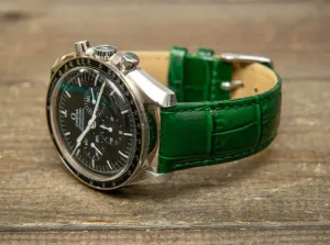 Leather watch strap, band made of calf leather with croc grain pattern 18-24 mm