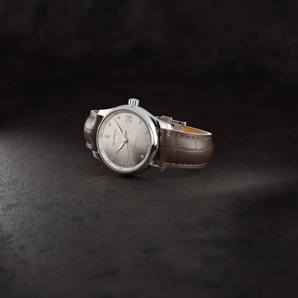 Longines Master Collection 34mm Beige Dial Diamond Automatic Ladies Watch L2.357.4.07.2