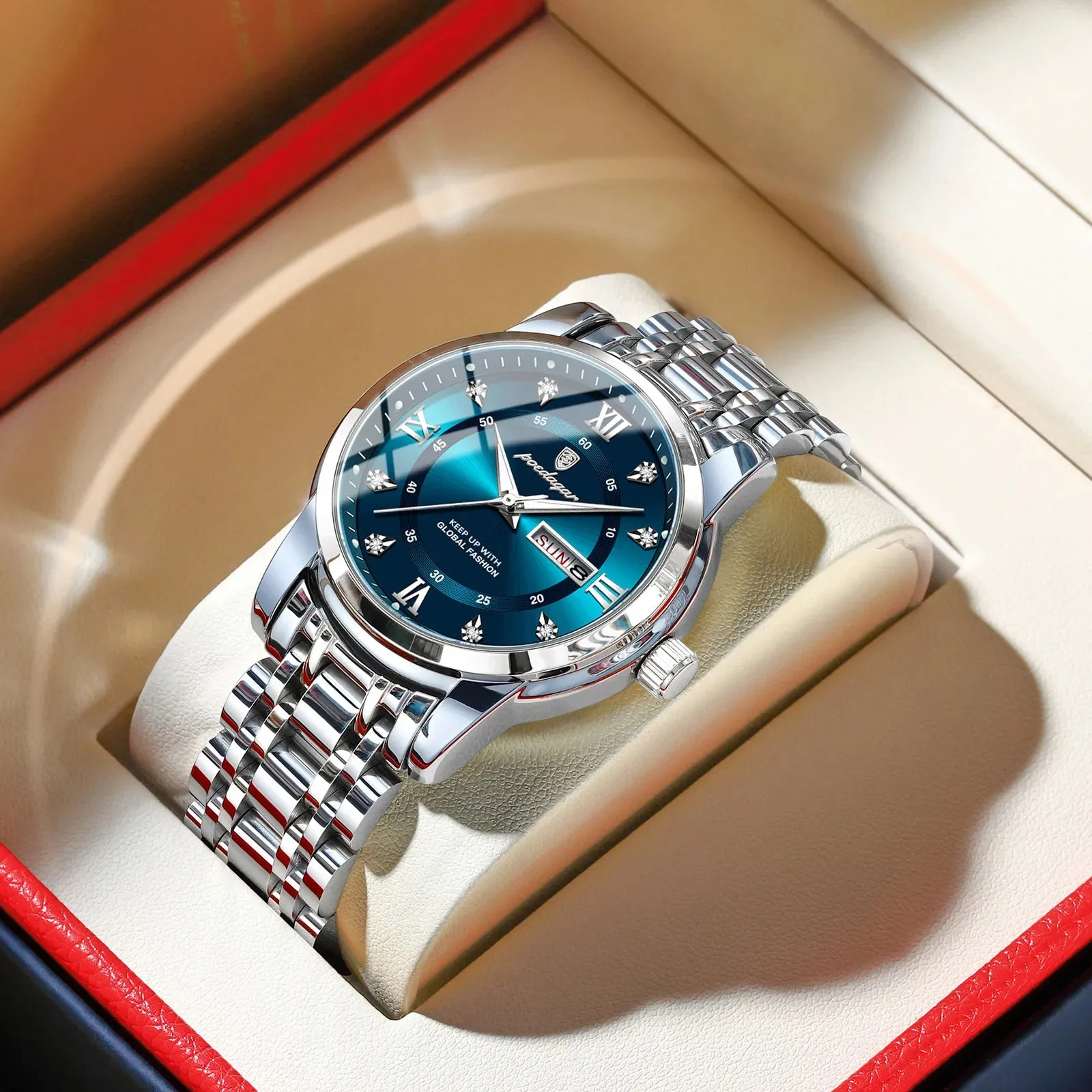 Luxury Watch for Men - Elegant Date and Week Display, Waterproof, Luminous, Quartz, Stainless Steel, Sports Men's Watch