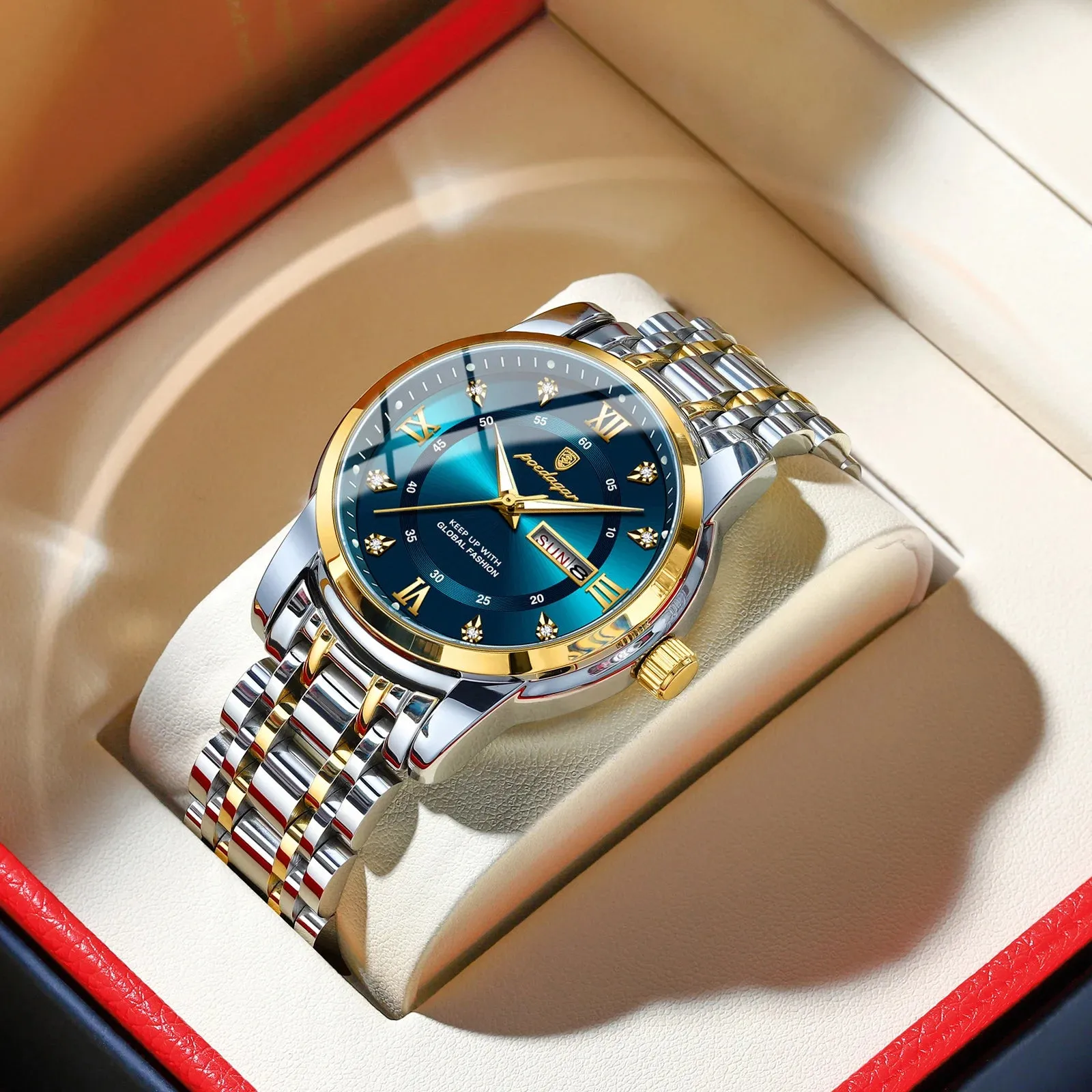 Luxury Watch for Men - Elegant Date and Week Display, Waterproof, Luminous, Quartz, Stainless Steel, Sports Men's Watch