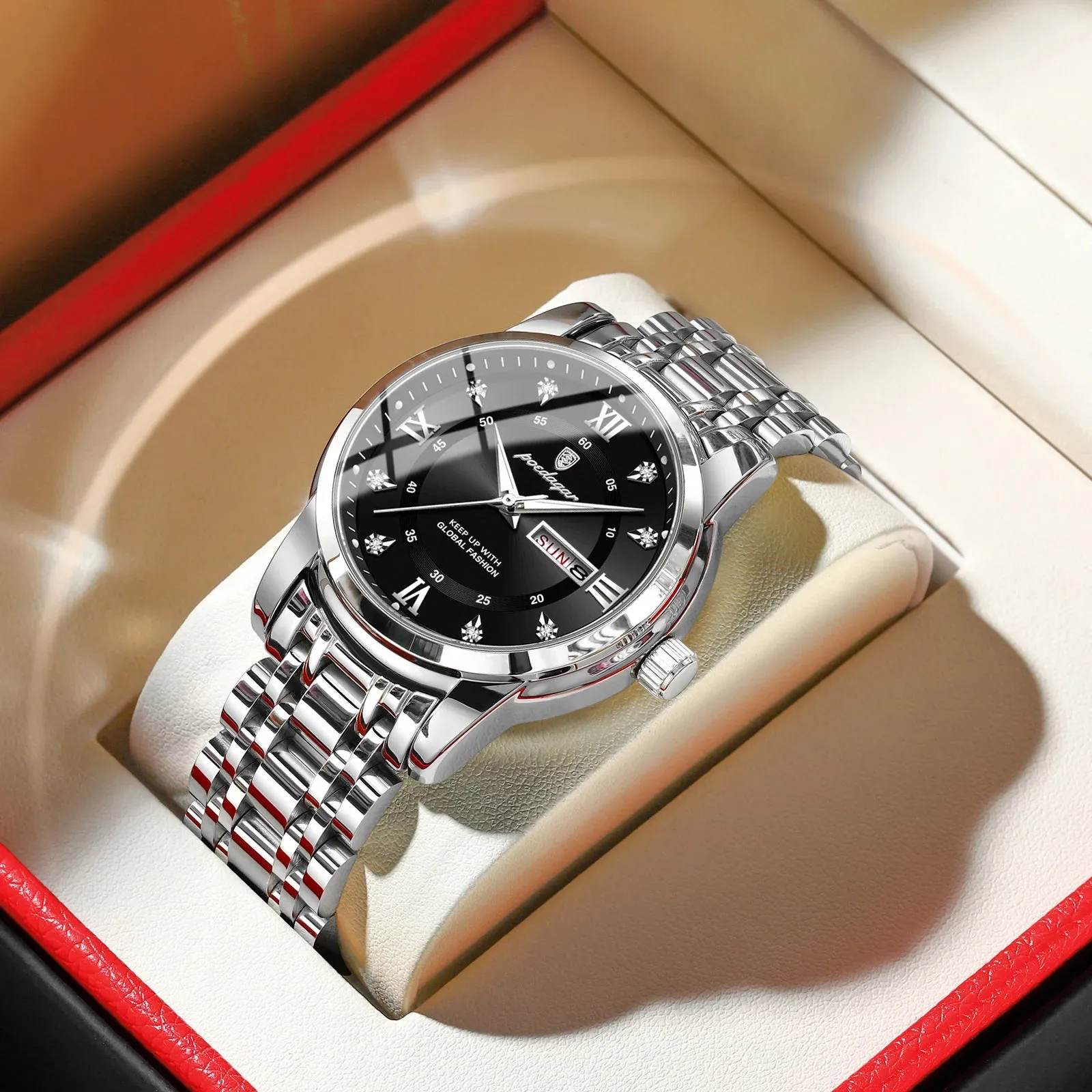 Luxury Watch for Men - Elegant Date and Week Display, Waterproof, Luminous, Quartz, Stainless Steel, Sports Men's Watch