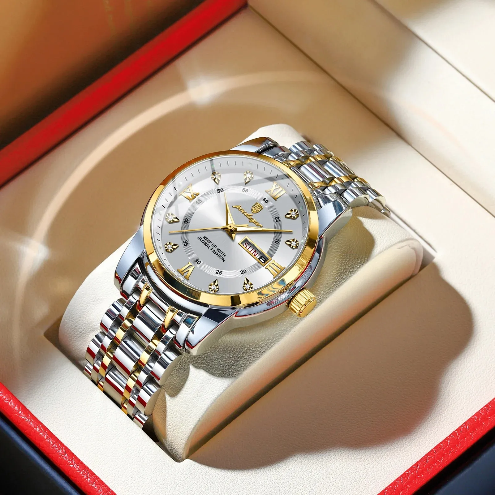 Luxury Watch for Men - Elegant Date and Week Display, Waterproof, Luminous, Quartz, Stainless Steel, Sports Men's Watch
