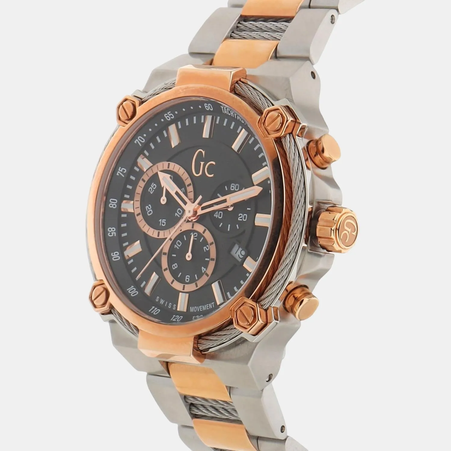 Men's Black Dial Chronograph Stainless Steel Watch Y24002G2MF