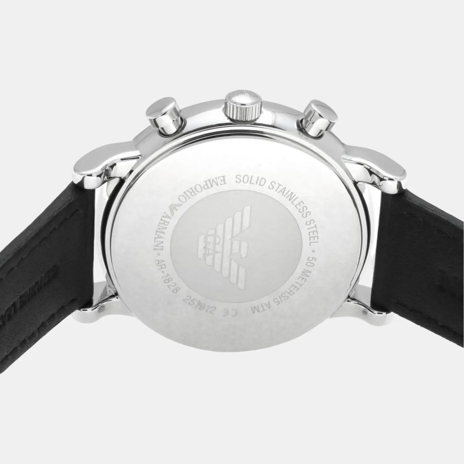 Men's Black Leather Chronograph Watch AR1828