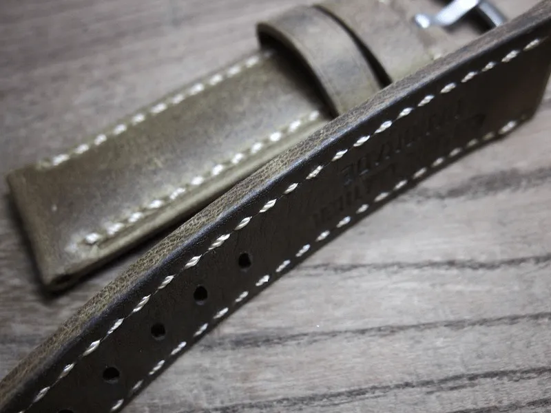 Men's Handmade Crazy Horse Leather Light Grey Watch Strap Handmade Thick First-layer Leather Pure Handmade 20mm Cowhide