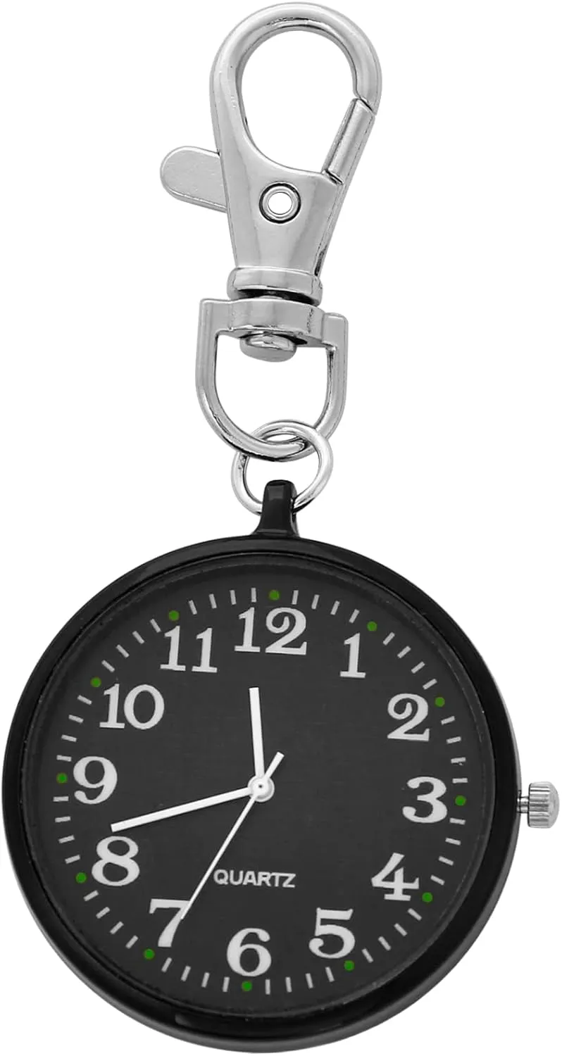 Men's Portable Ultra-Thin Uncovered Quartz Pocket Watch with Key Chain,Portable Quartz Arabic Digital Dial Pocket Watches for Men