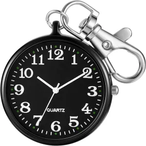 Men's Portable Ultra-Thin Uncovered Quartz Pocket Watch with Key Chain,Portable Quartz Arabic Digital Dial Pocket Watches for Men