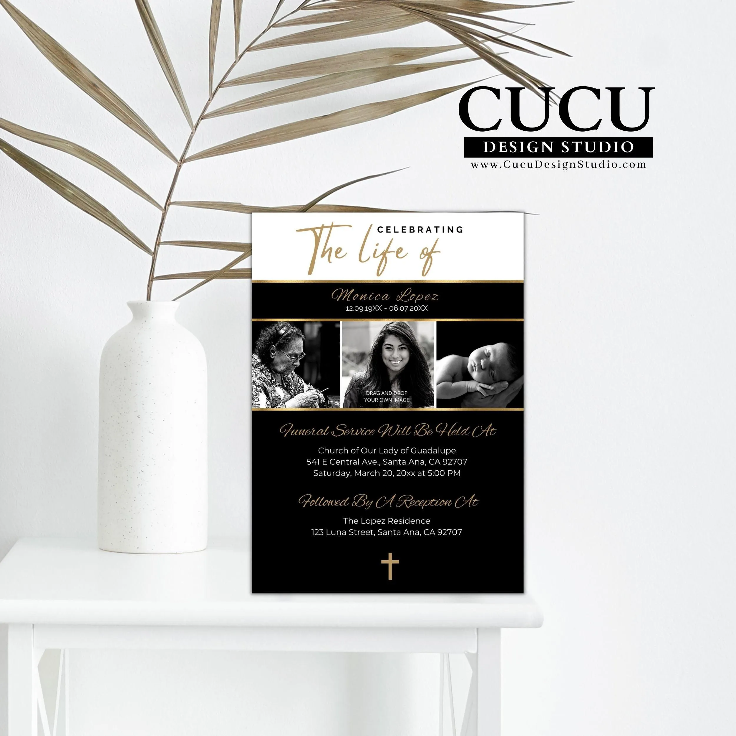 Minimalist Digital Download Funeral Card Template